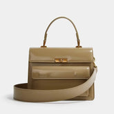 Sleek Leather Satchel Purse Olive